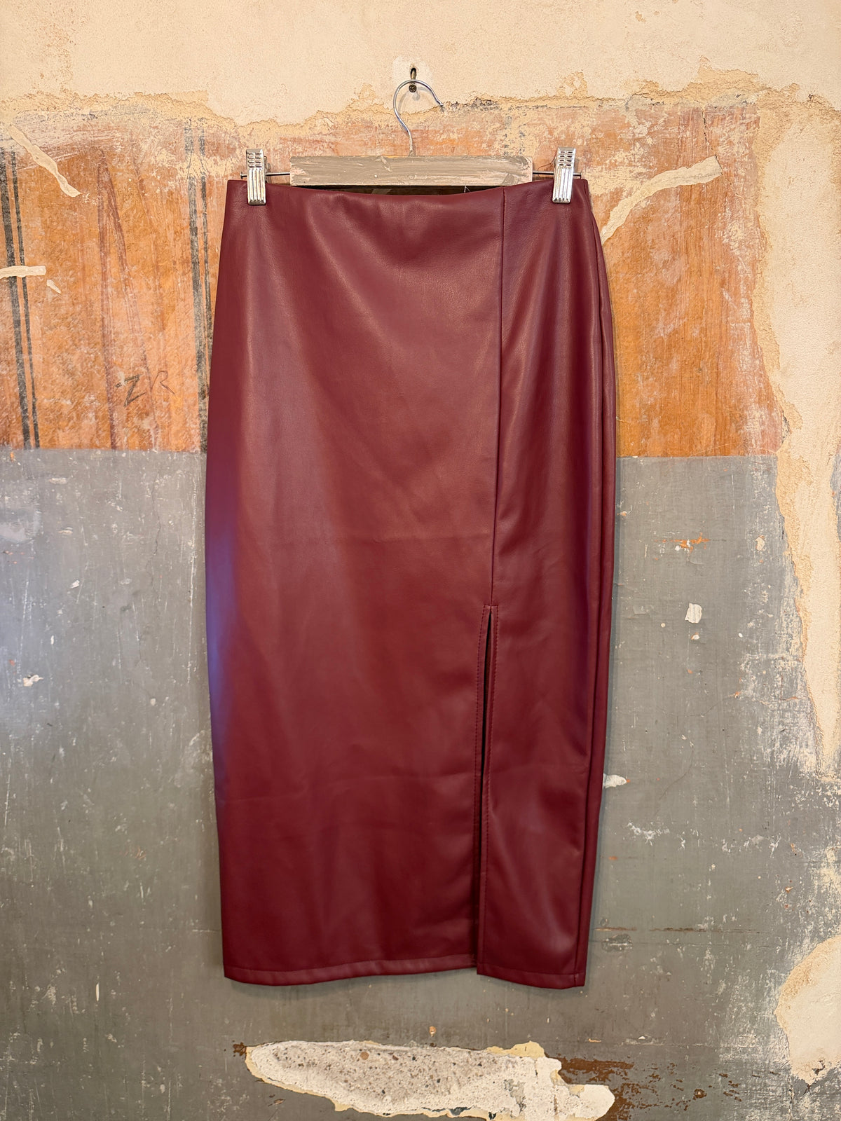 GONNA MIDI ECOPELLE BORDEAUX