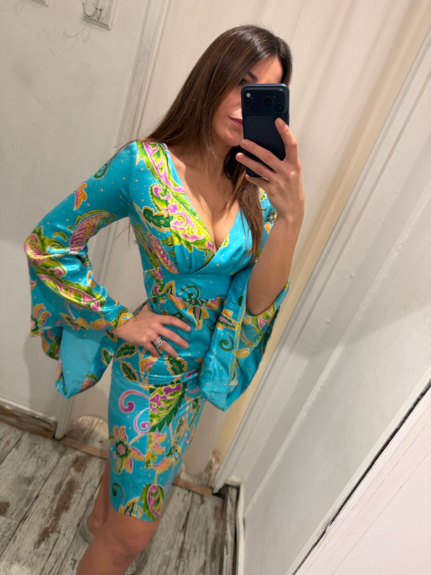 NEW COLLECTION - ABITO ADELE FADO SETA TURCHESE