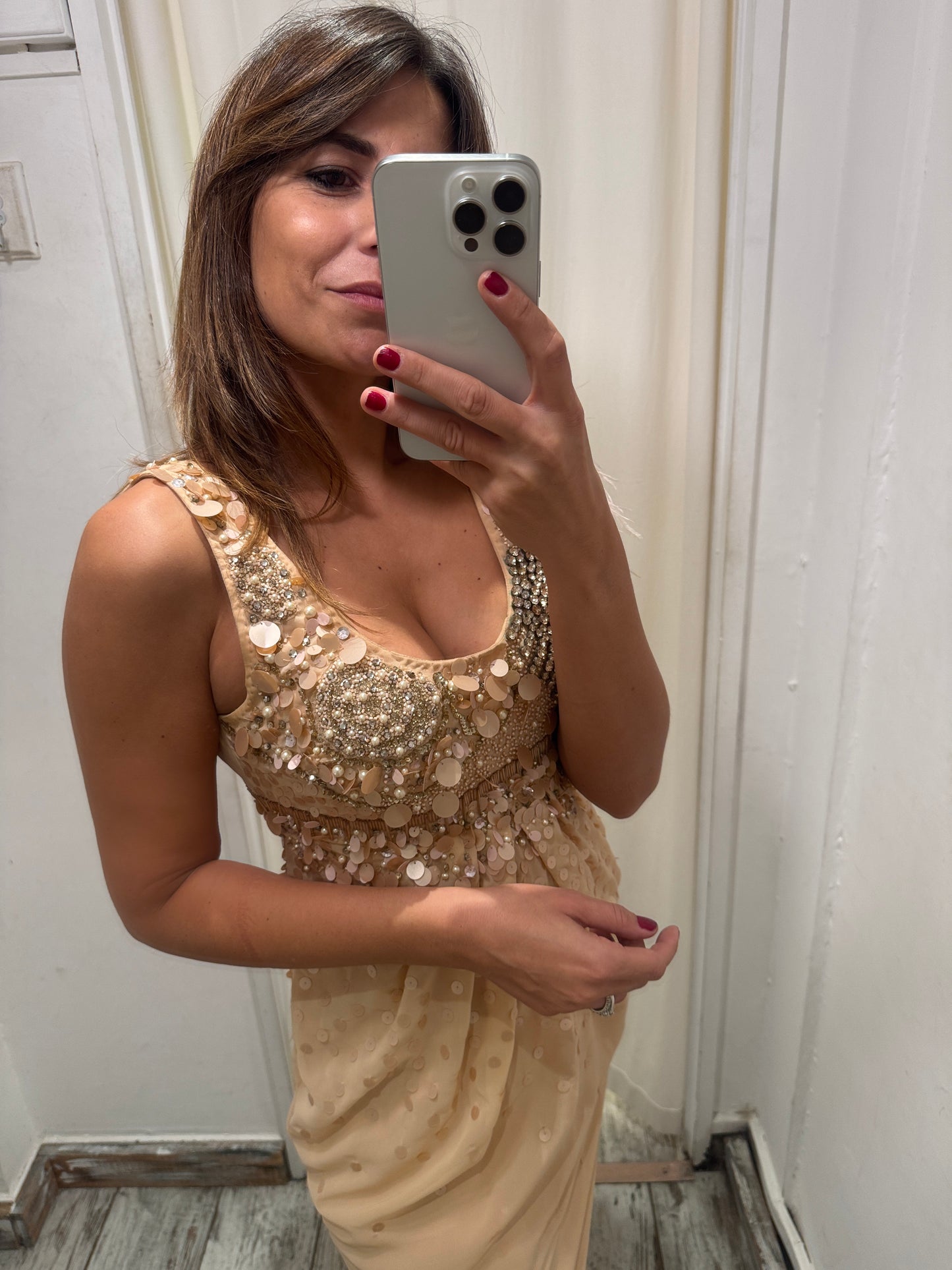 ABITO ELISABETTA FRANCHI CIPRIA CON RICAMI E PAILLETTES