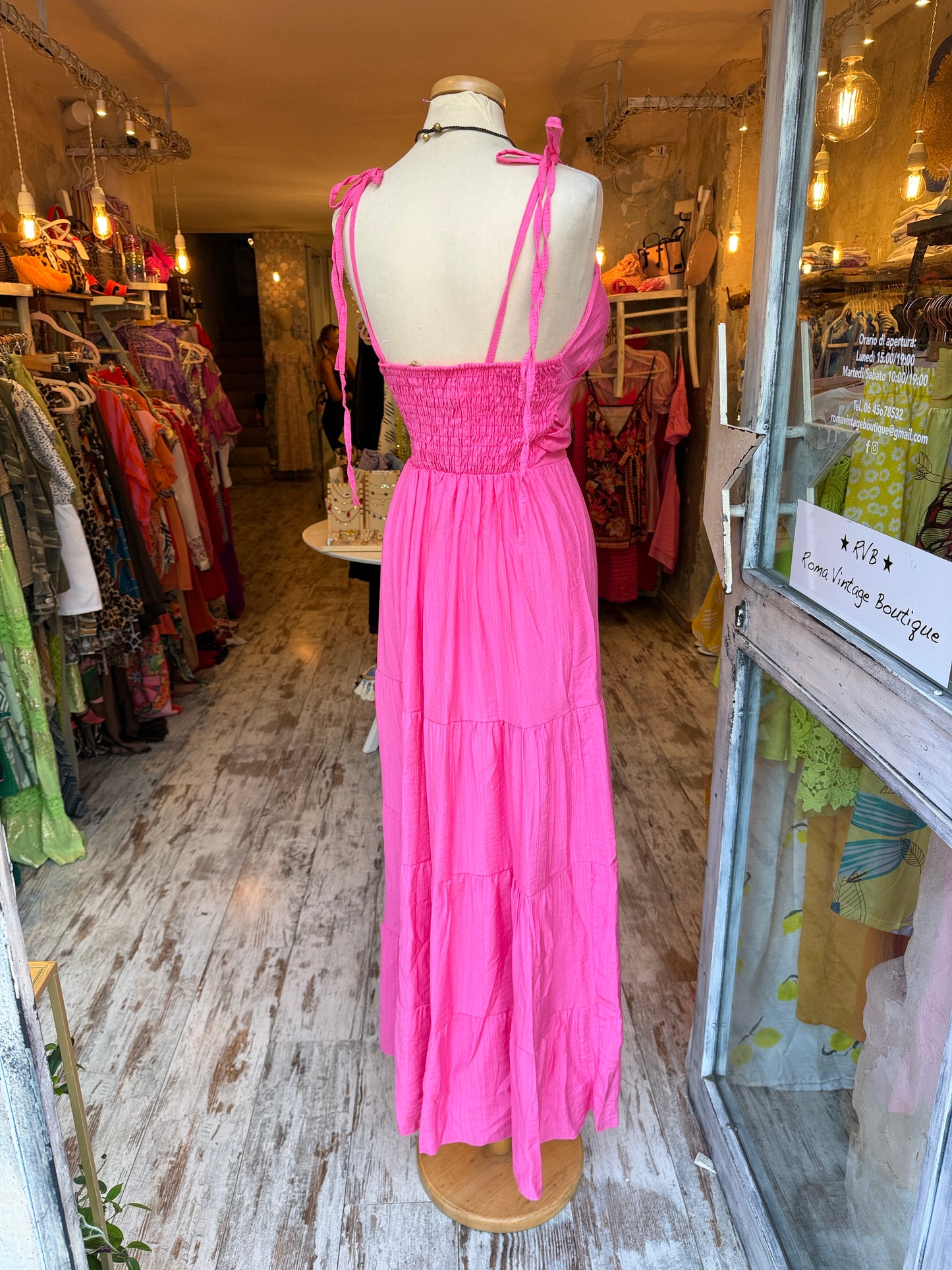 ABITO LUNGO ROSA BARBIE SPACCO