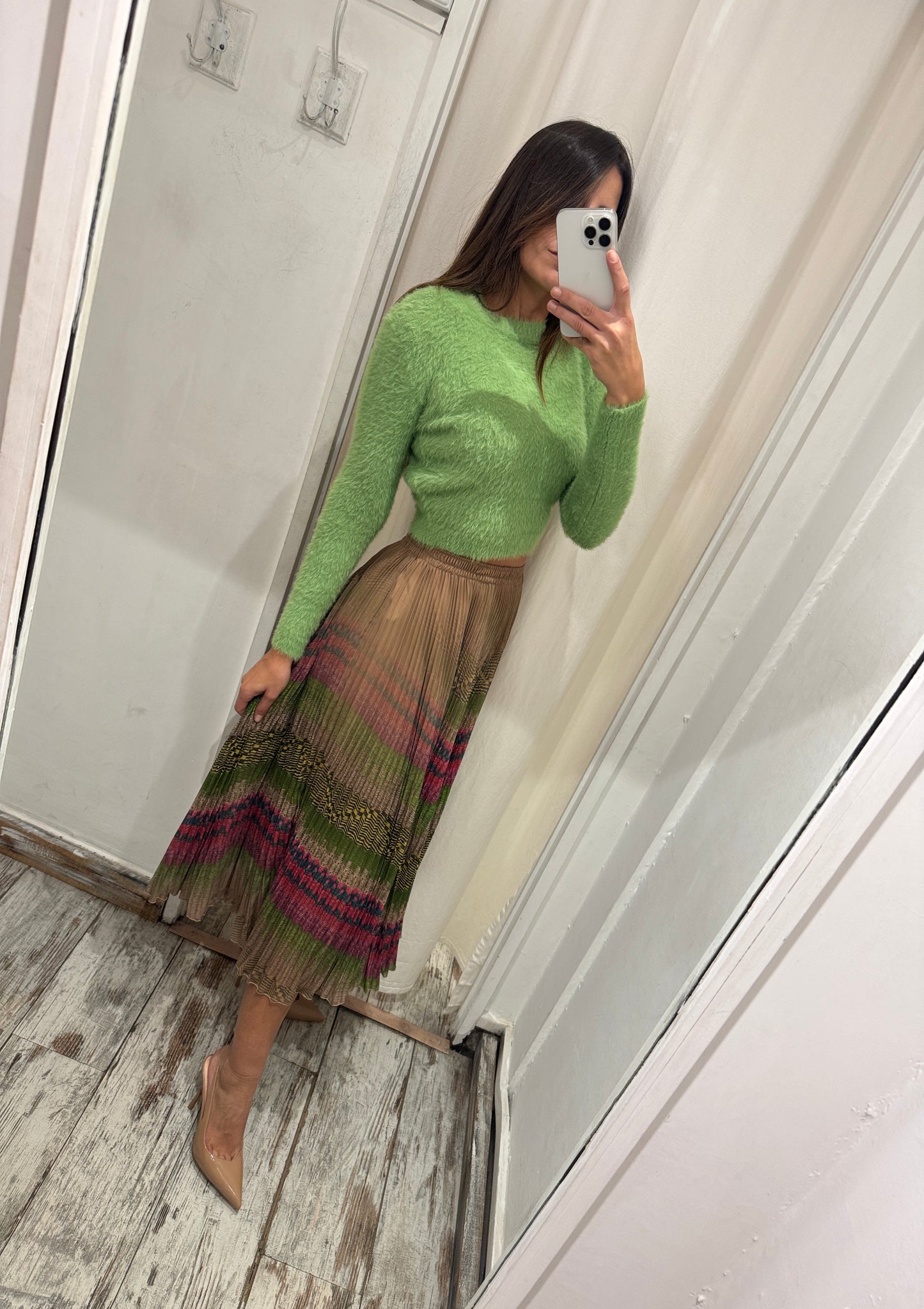 GONNA MIDÌ ERMANNO SCERVINO PLISSÈ MULTICOLORE