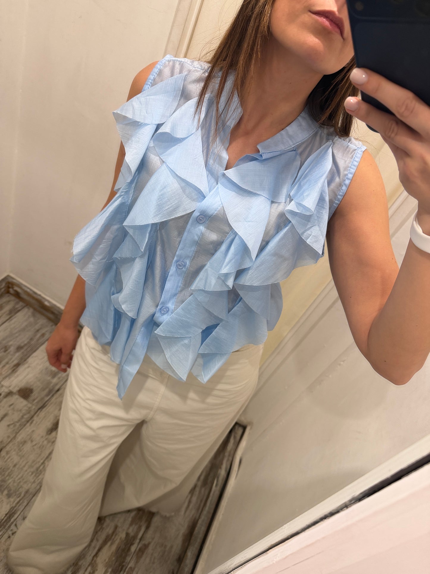 NEW COLLECTION - CAMICIA CELESTE ROUCHES