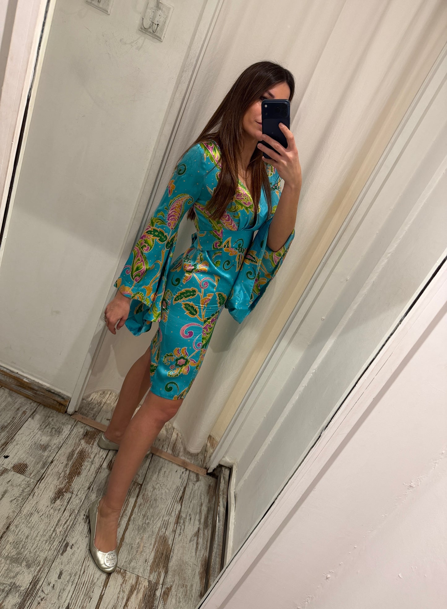 NEW COLLECTION - ABITO ADELE FADO SETA TURCHESE