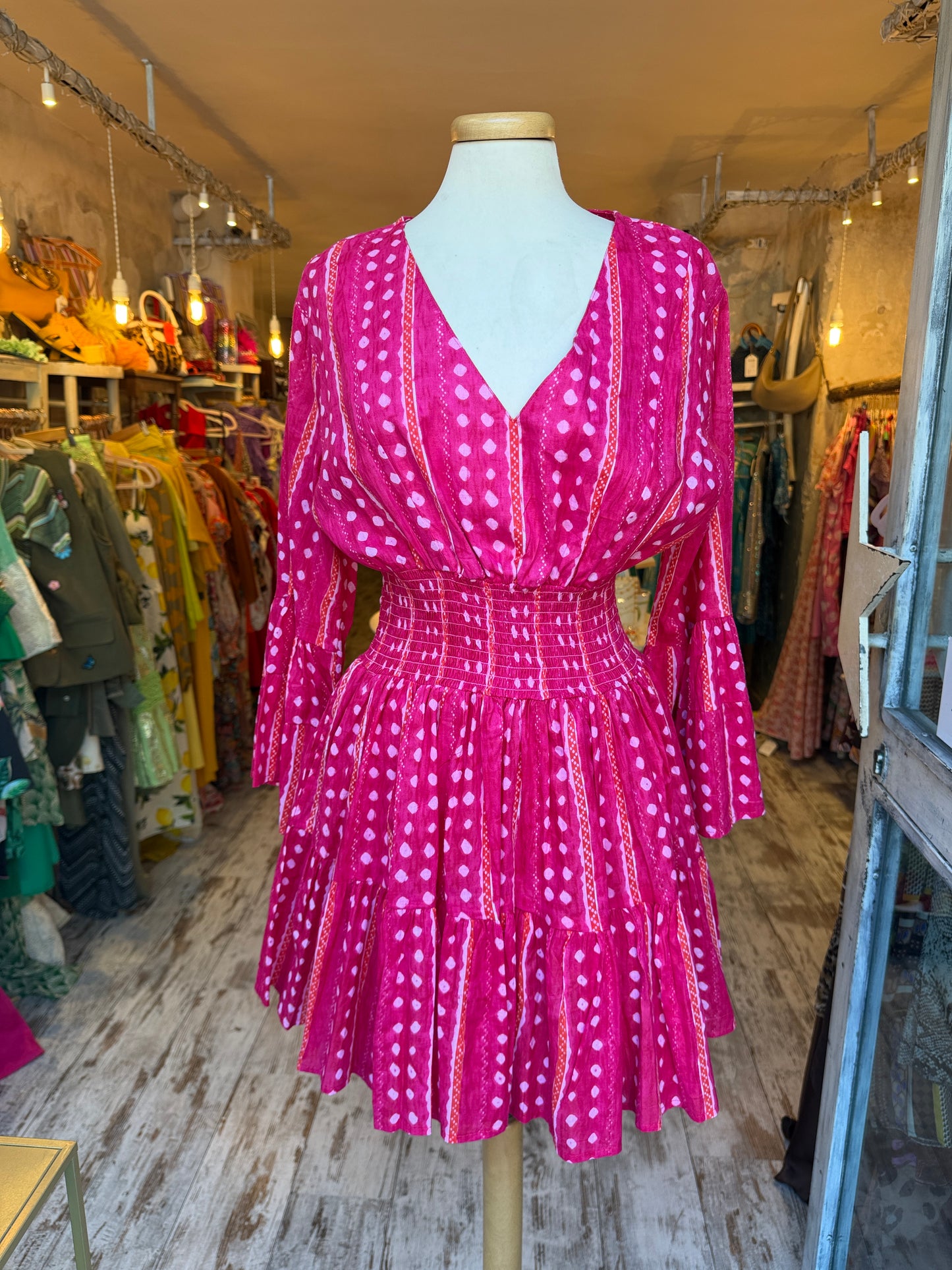 ABITO IN COTONE FUCSIA