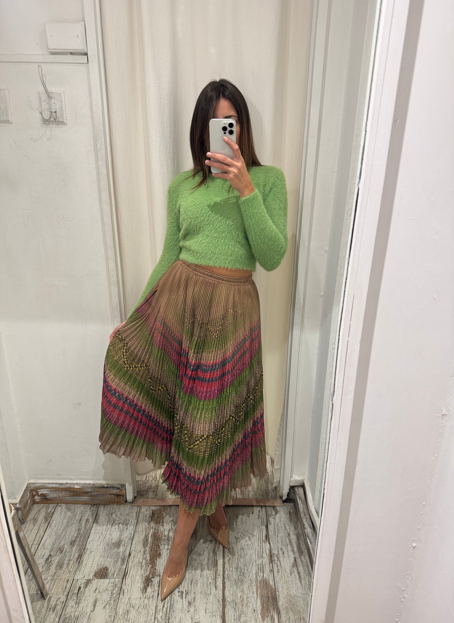 GONNA MIDÌ ERMANNO SCERVINO PLISSÈ MULTICOLORE