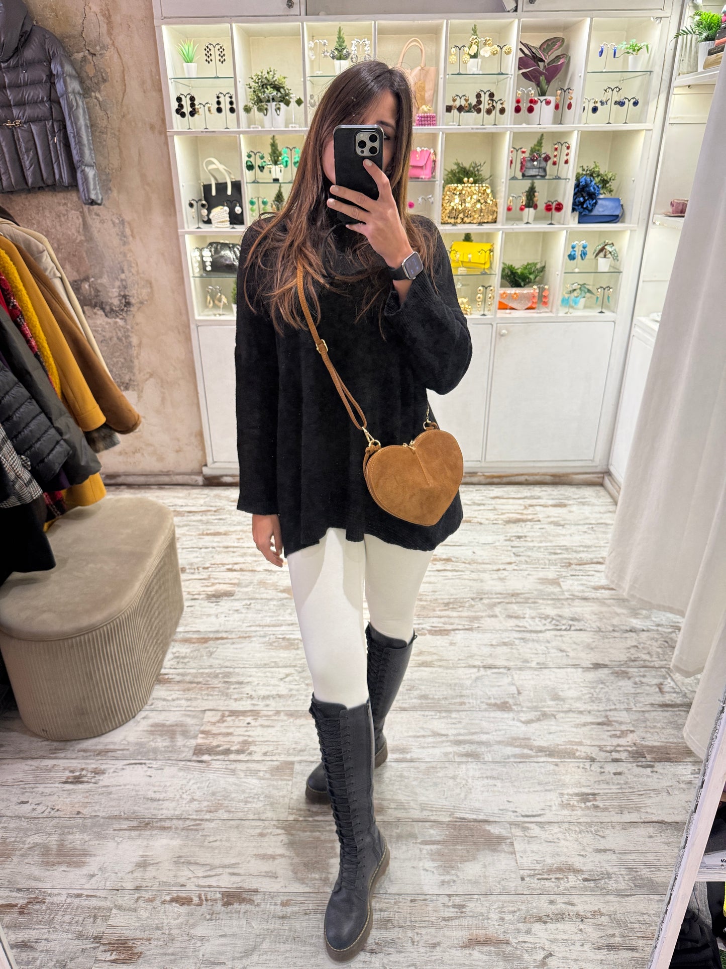 MINI BAG A CUORE SUEDE CAMMELLO