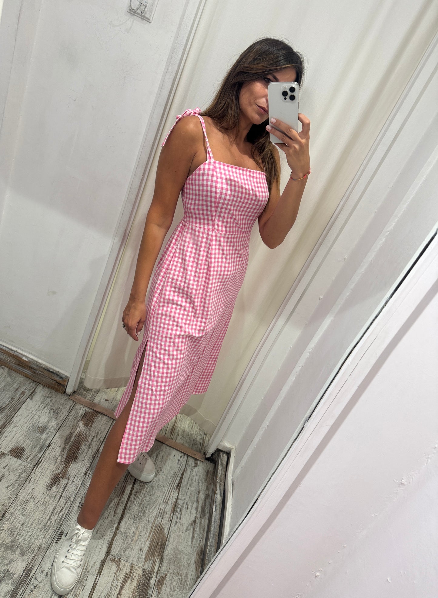 ABITO MIDÌ VICHY ROSA