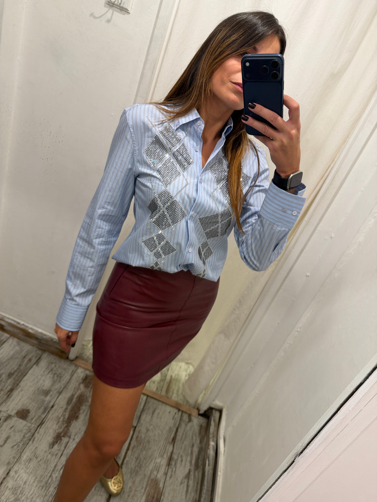 MINI GONNA ECOPELLE BORDEAUX