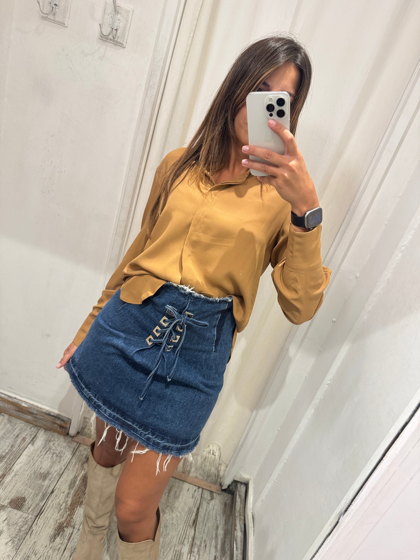 GONNA CORTA SANDRO DENIM SVASATA