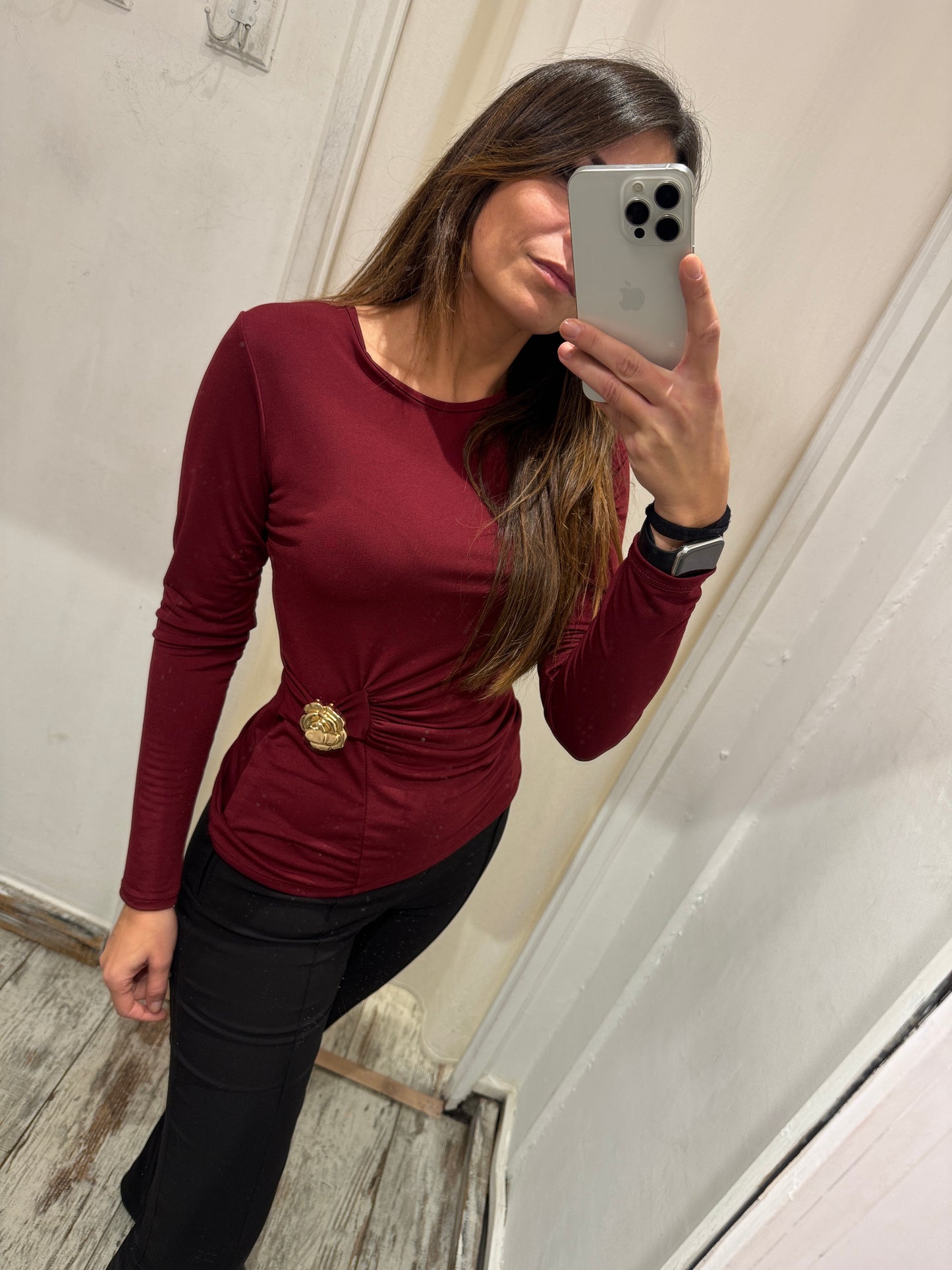 MAGLIA BORDEAUX CON DRAPPEGGIO