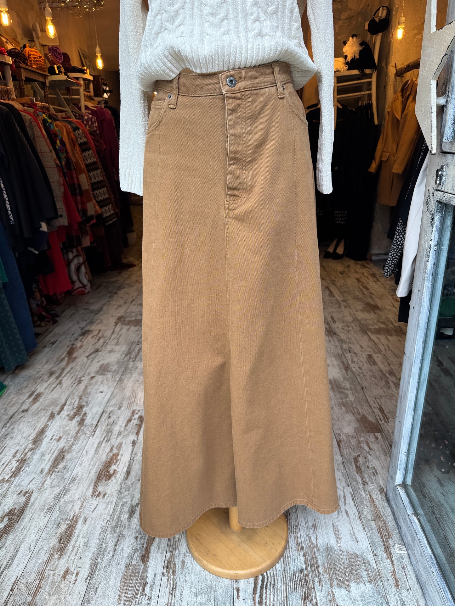 NEW COLLECTION - GONNA LUNGA SOLO TRE DENIM CAMMELLO