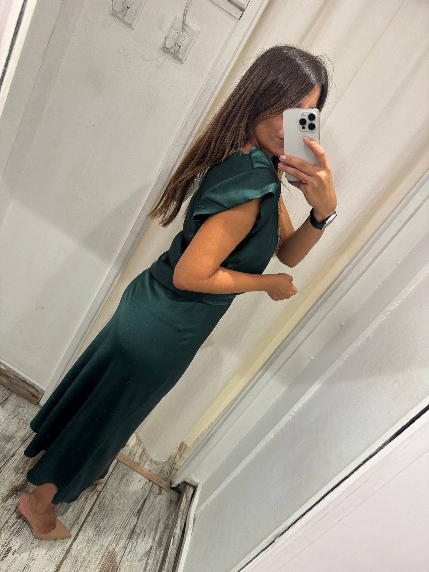 GONNA MIDÌ SATIN VERDE
