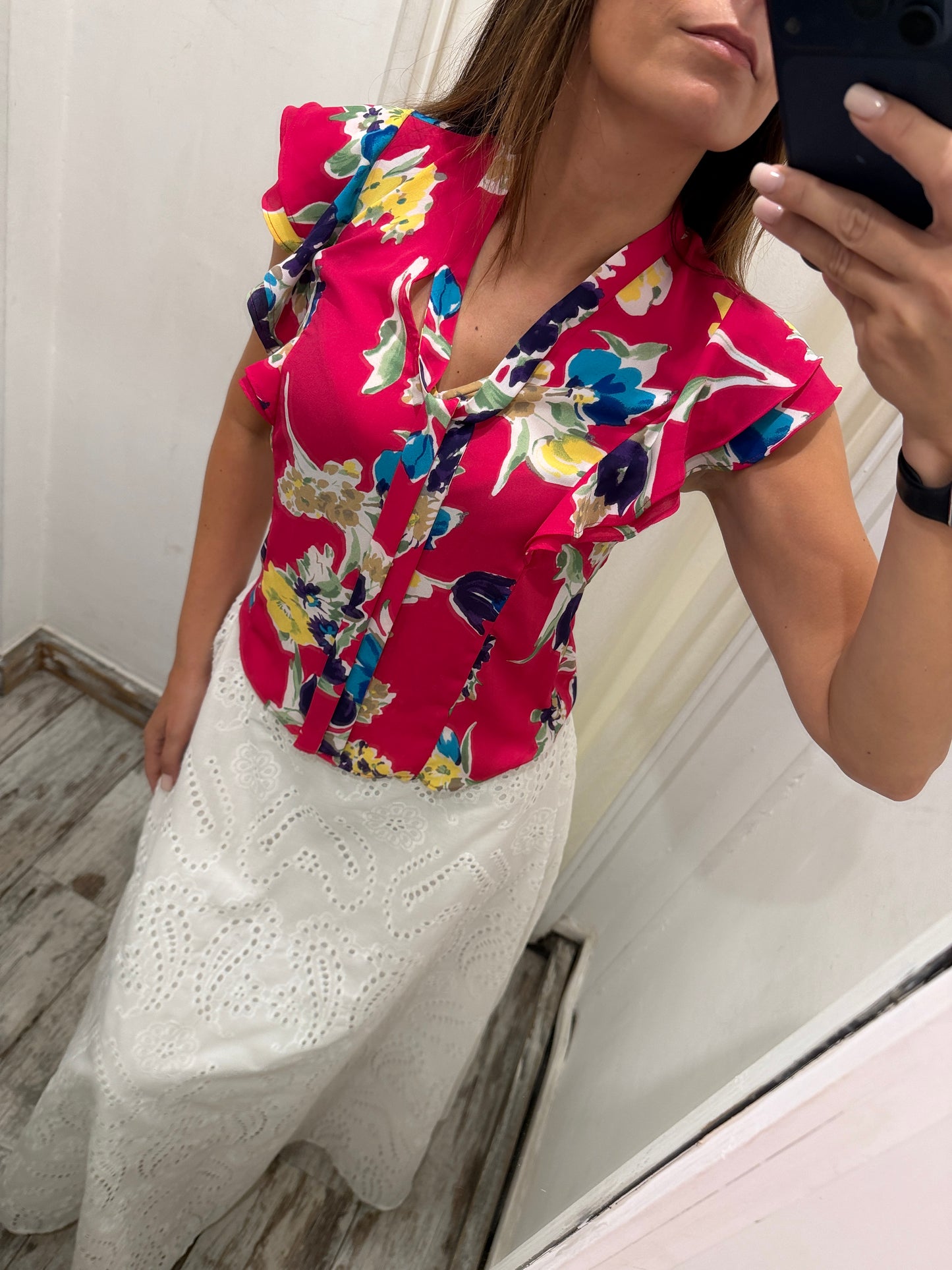 BLUSA RALPH LAUREN FUCSIA FLOREALE
