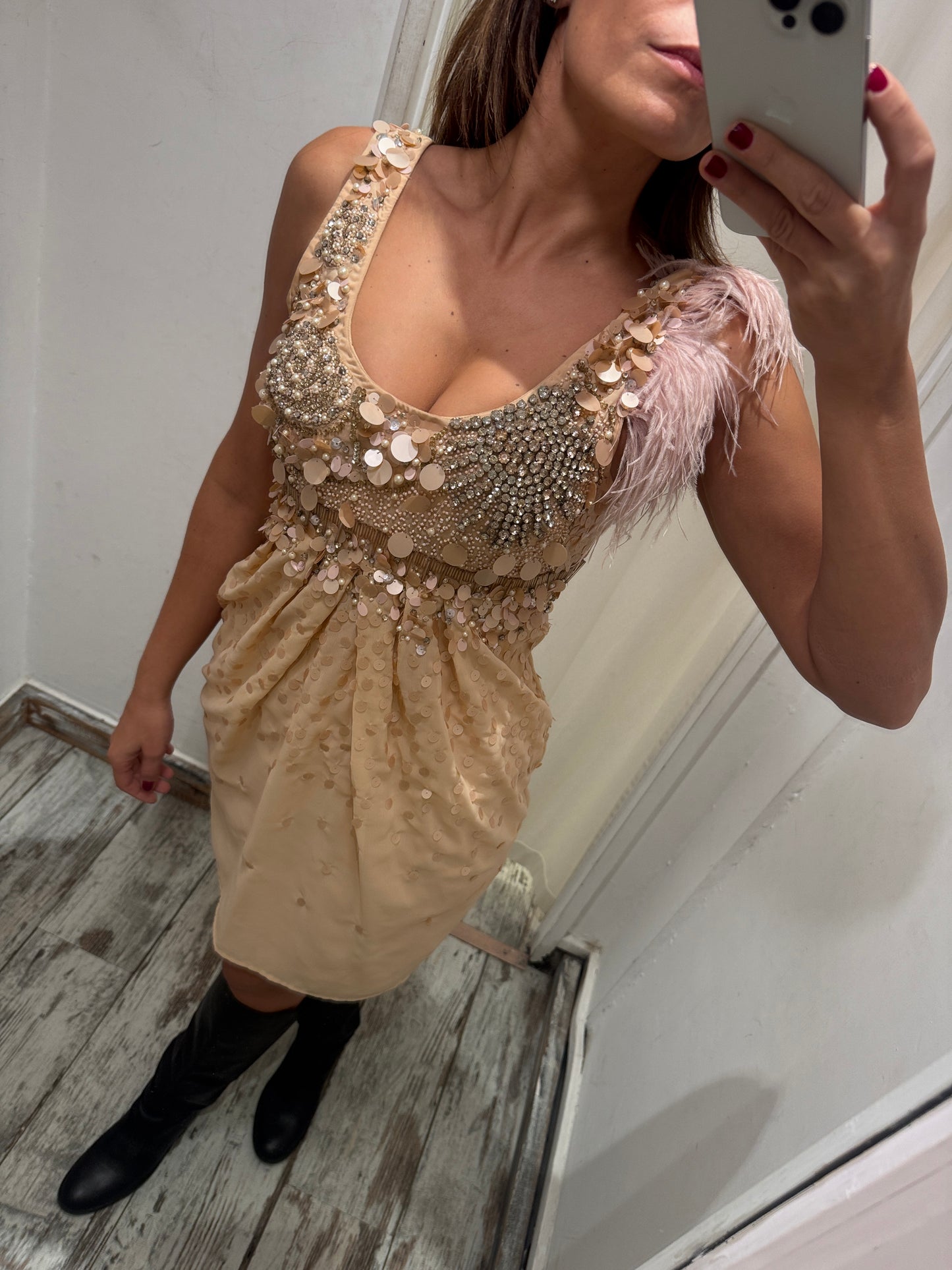 ABITO ELISABETTA FRANCHI CIPRIA CON RICAMI E PAILLETTES