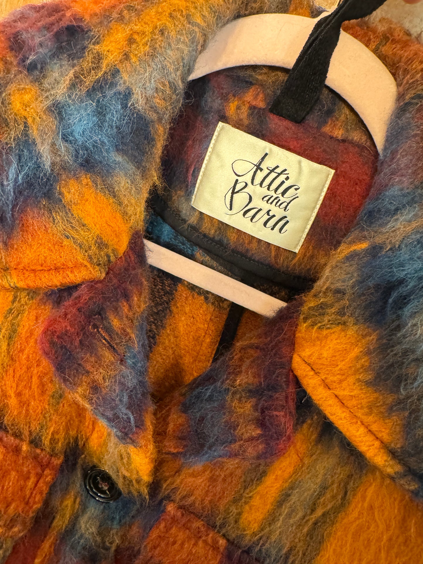 GIACCA CAMICIA ATTIC&BARN CHECK ARANCIO E BORDEAUX