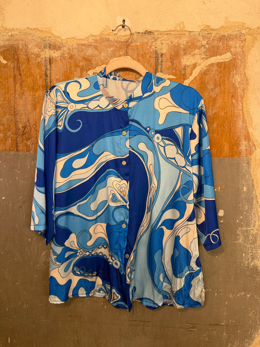 CAMICIA SATIN FANTASIA AZZURRO ‘pucci’