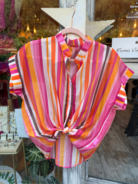 CAMICIA VELATA RIGHE MULTICOLORE