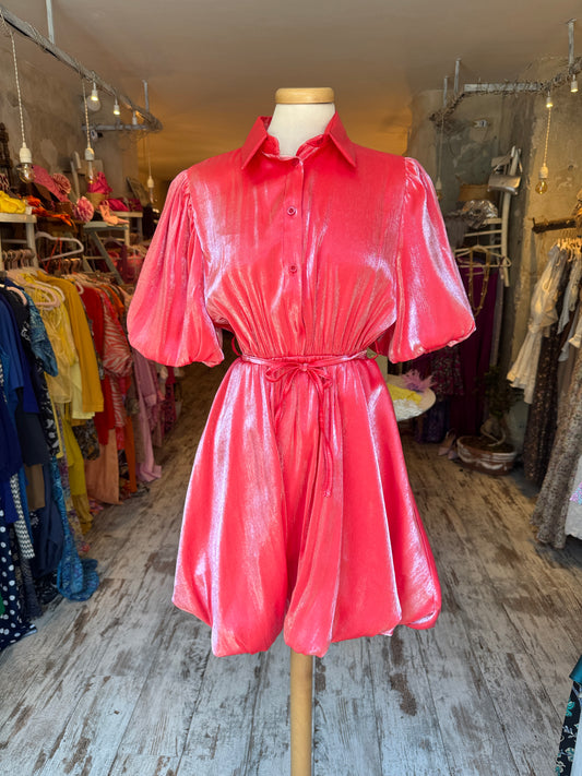 ABITO CHEMISIER ROSSO SATIN CORTO