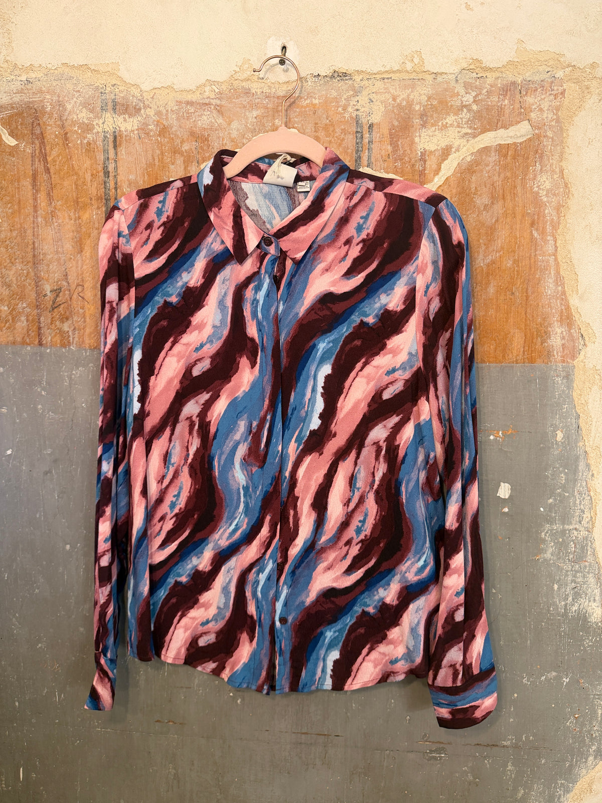 CAMICIA ICHI BORDEAUX ROSA E AZZURRO