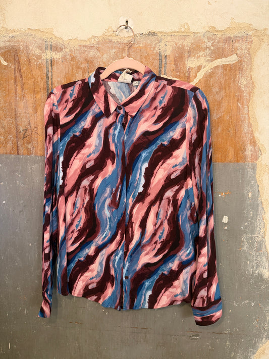 CAMICIA ICHI BORDEAUX ROSA E AZZURRO