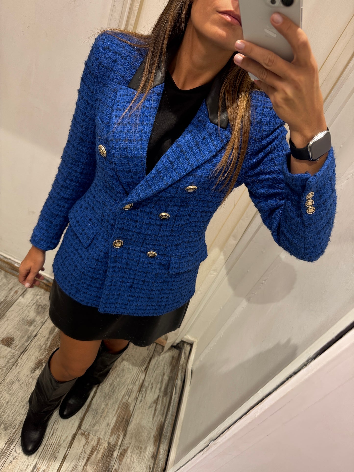BLAZER ZARA BLU ELETTRICO BOUCLÈ