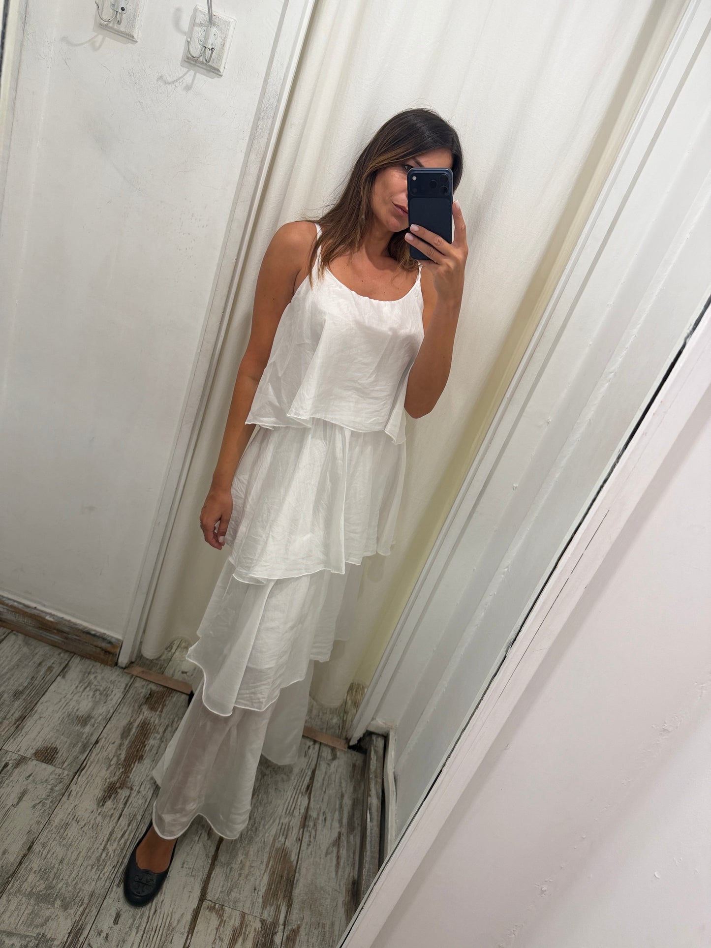 ABITO LUNGO A BALZE BIANCO