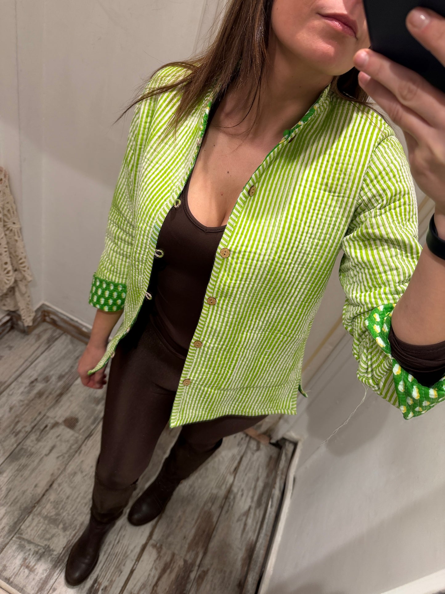 NEW COLLECTION - GIACCA ETNICA DOUBLE FACE VERDE