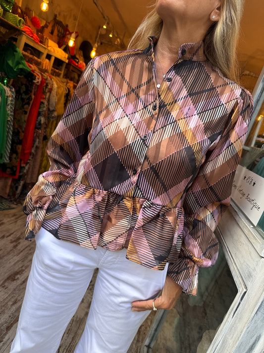 CAMICIA FANTASIA SCOZZESE GRANDE MARRONE