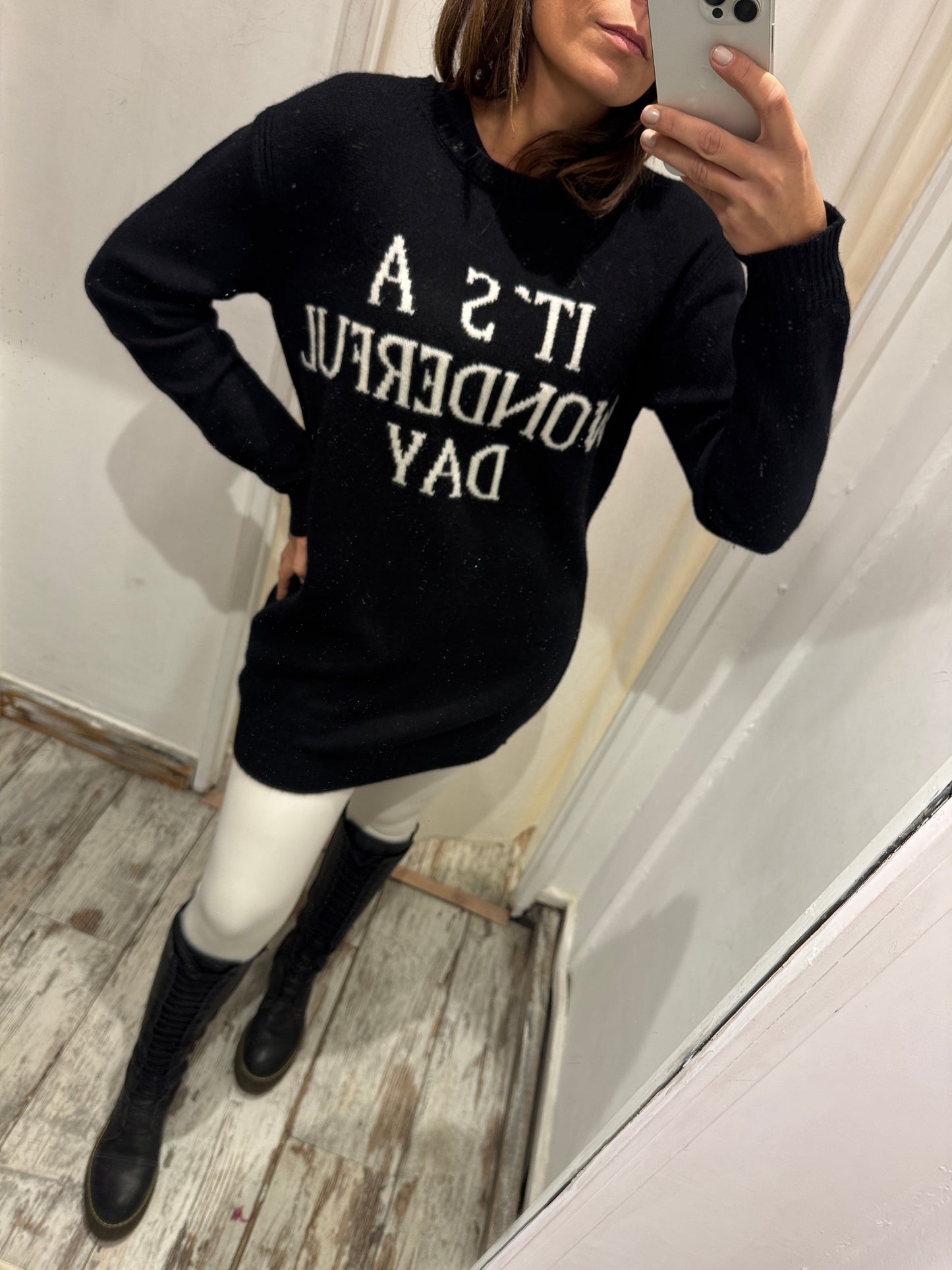 MAGLIA ALBERTA FERRETTI NERA CON SCRITTA BIANCA