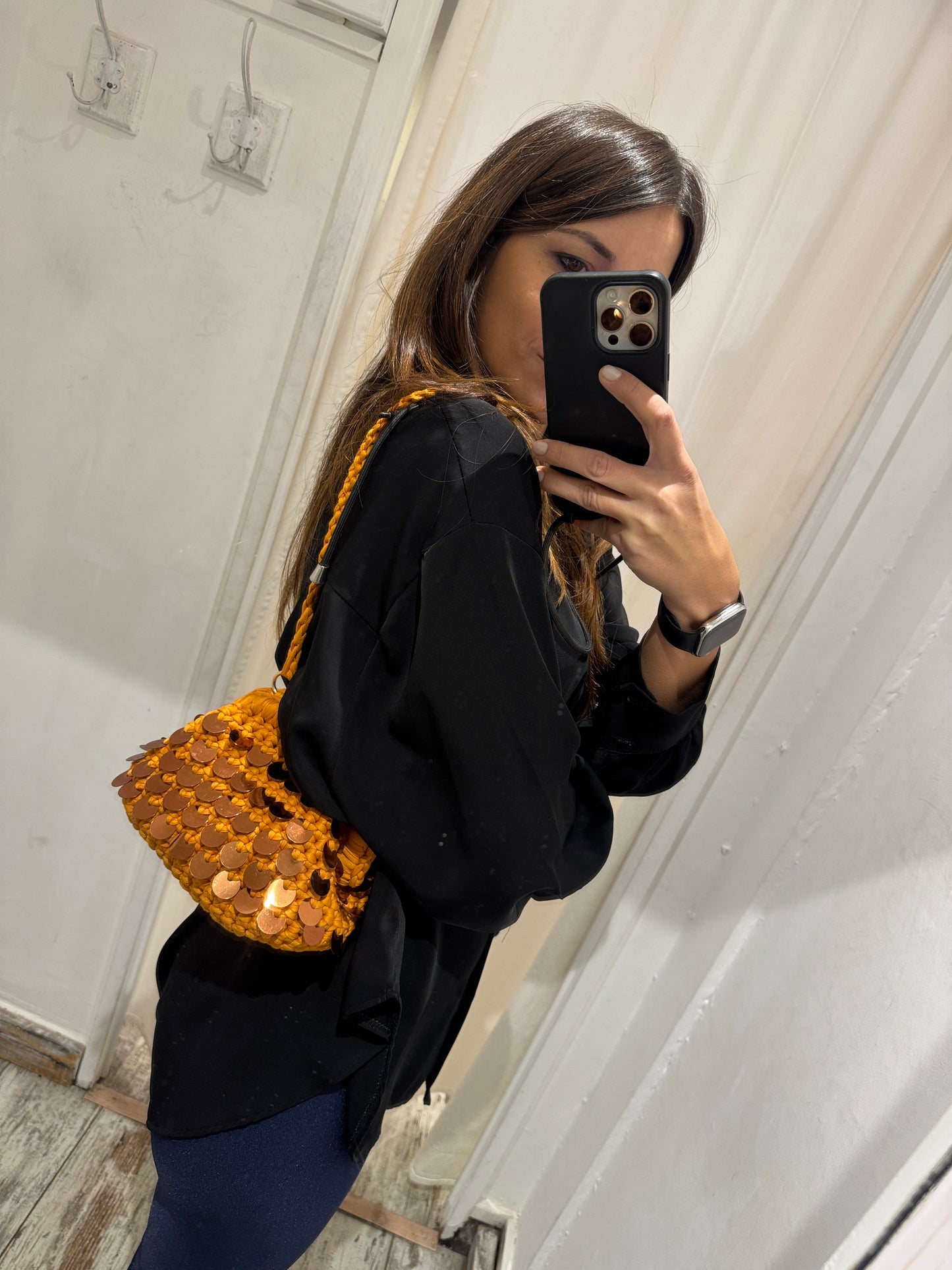 CLUTCH BAG ARANCIO CON PAILLETTES