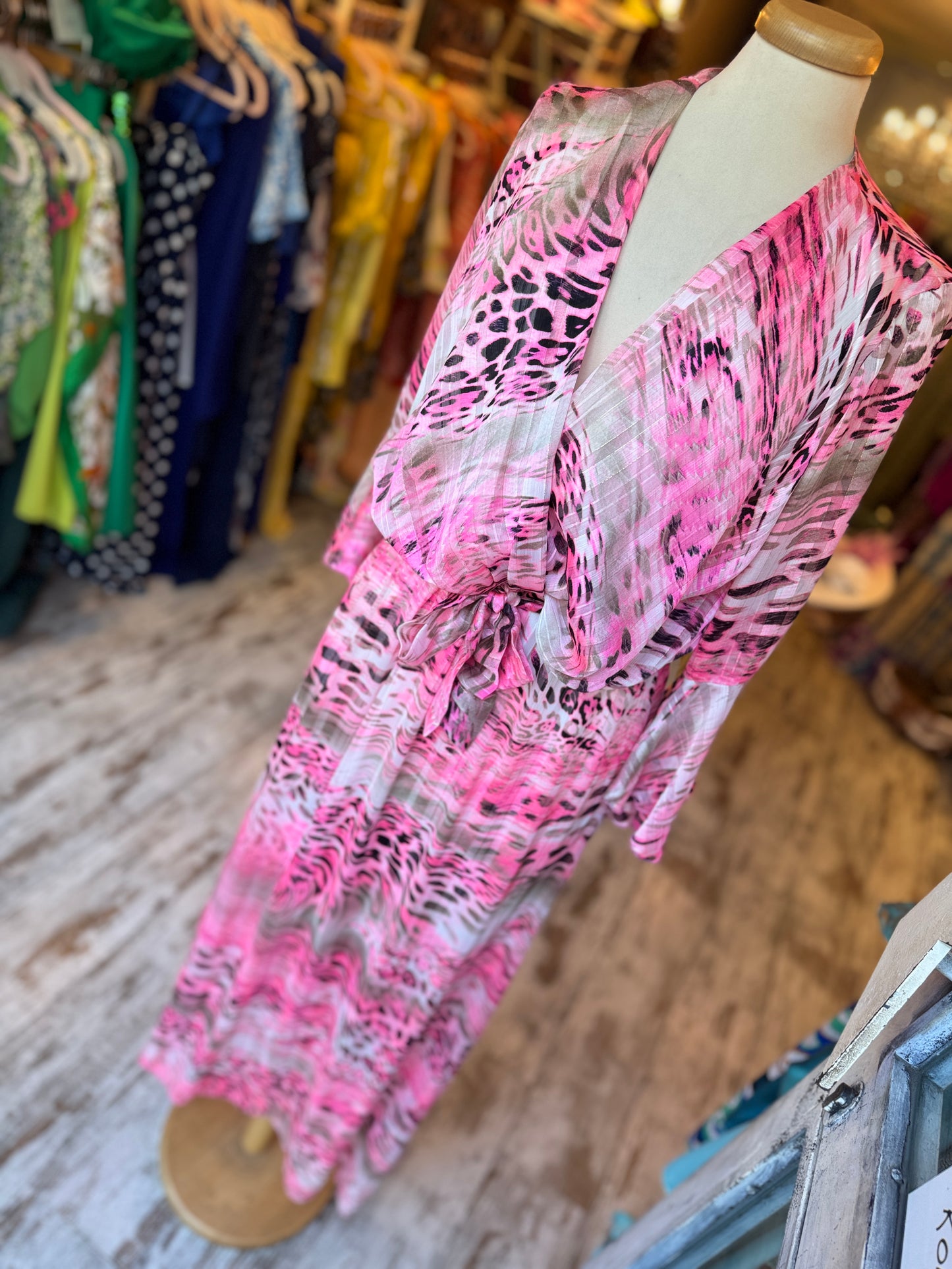 ABITO LUNGO ANIMALIER FUCSIA