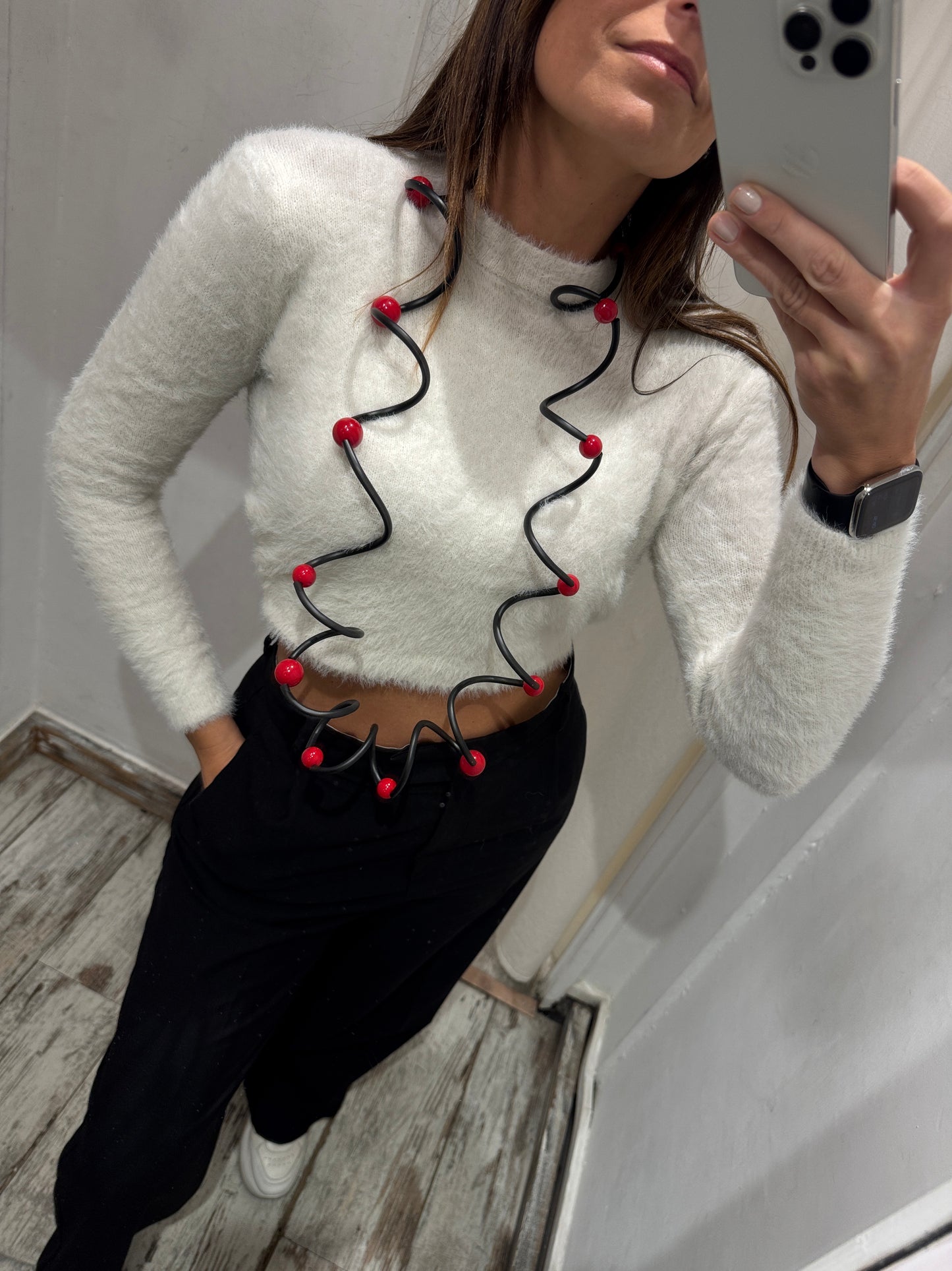 COLLANA ELASTICA NERO E ROSSO