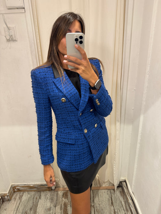 BLAZER ZARA BLU ELETTRICO BOUCLÈ