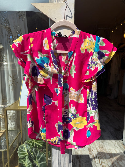 BLUSA RALPH LAUREN FUCSIA FLOREALE