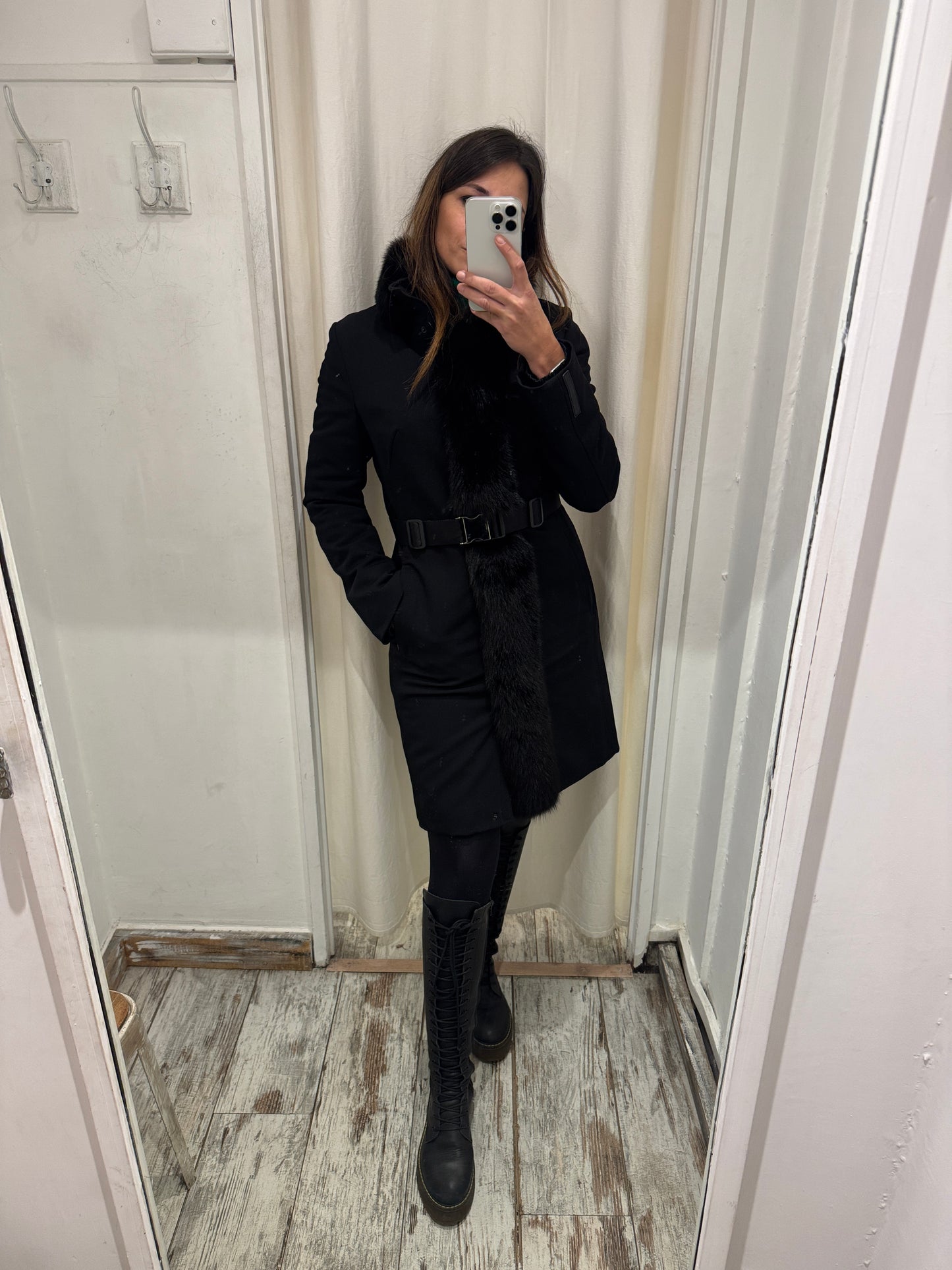 CAPPOTTO PRADA CON PELLICCIA NERO