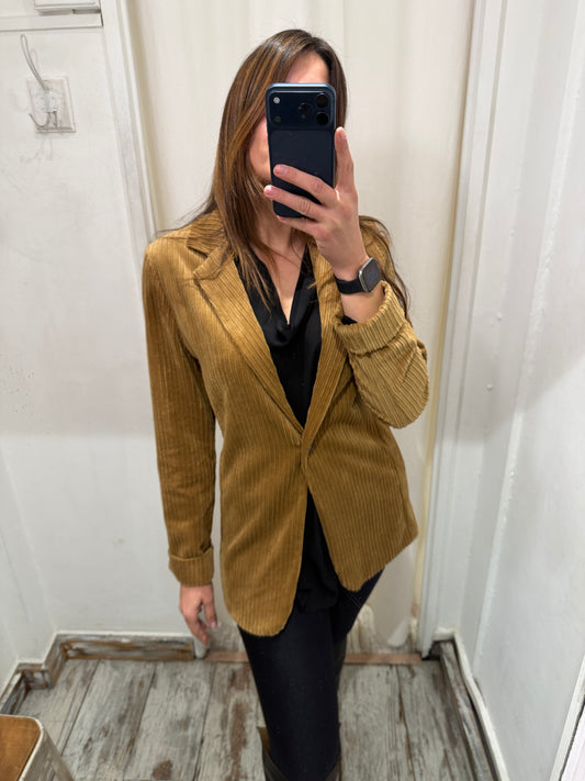 NEW COLLECTION - BLAZER PLACE ME VELLUTO MILLERIGHE CAMMELLO