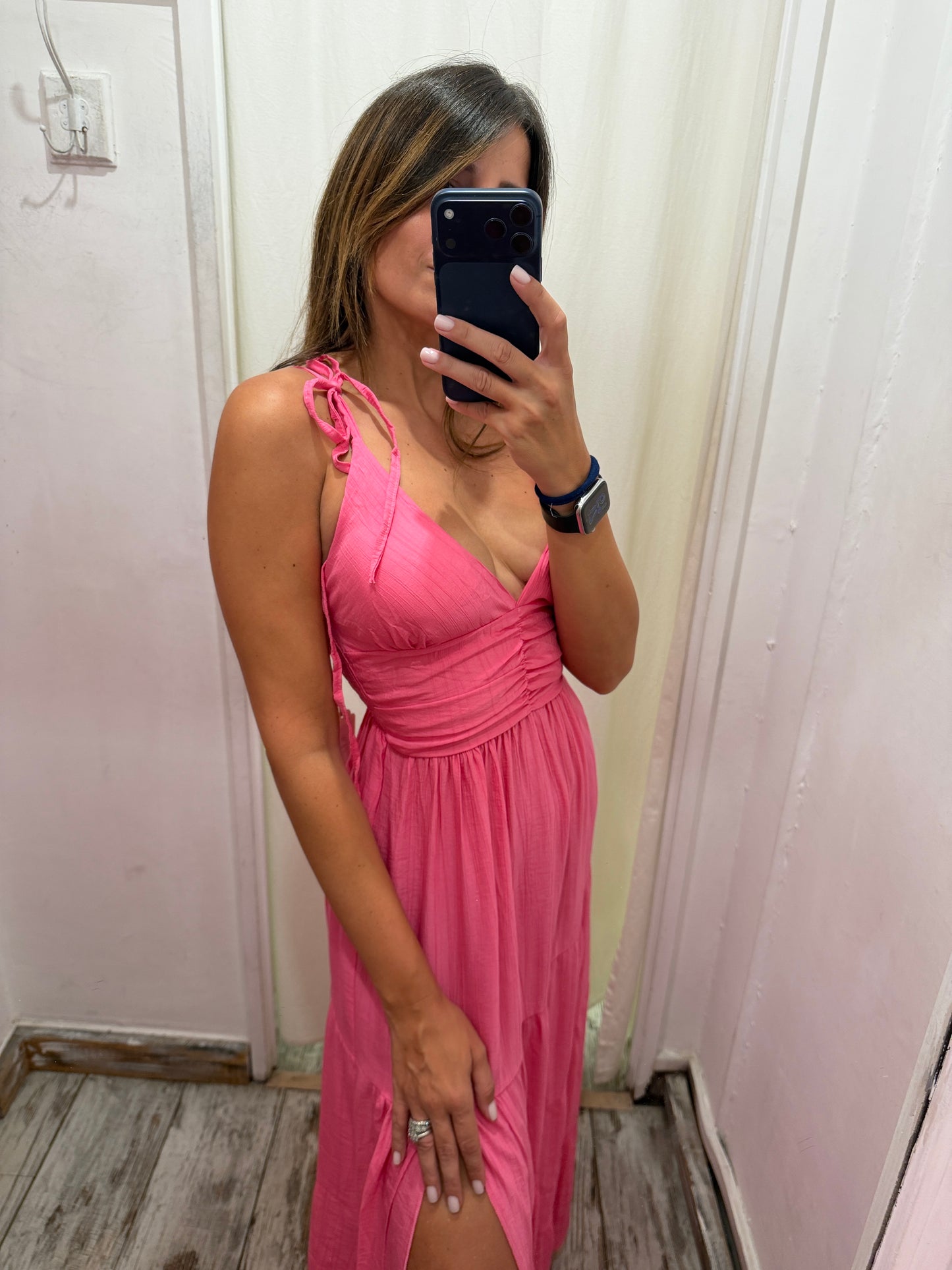 ABITO LUNGO ROSA BARBIE SPACCO