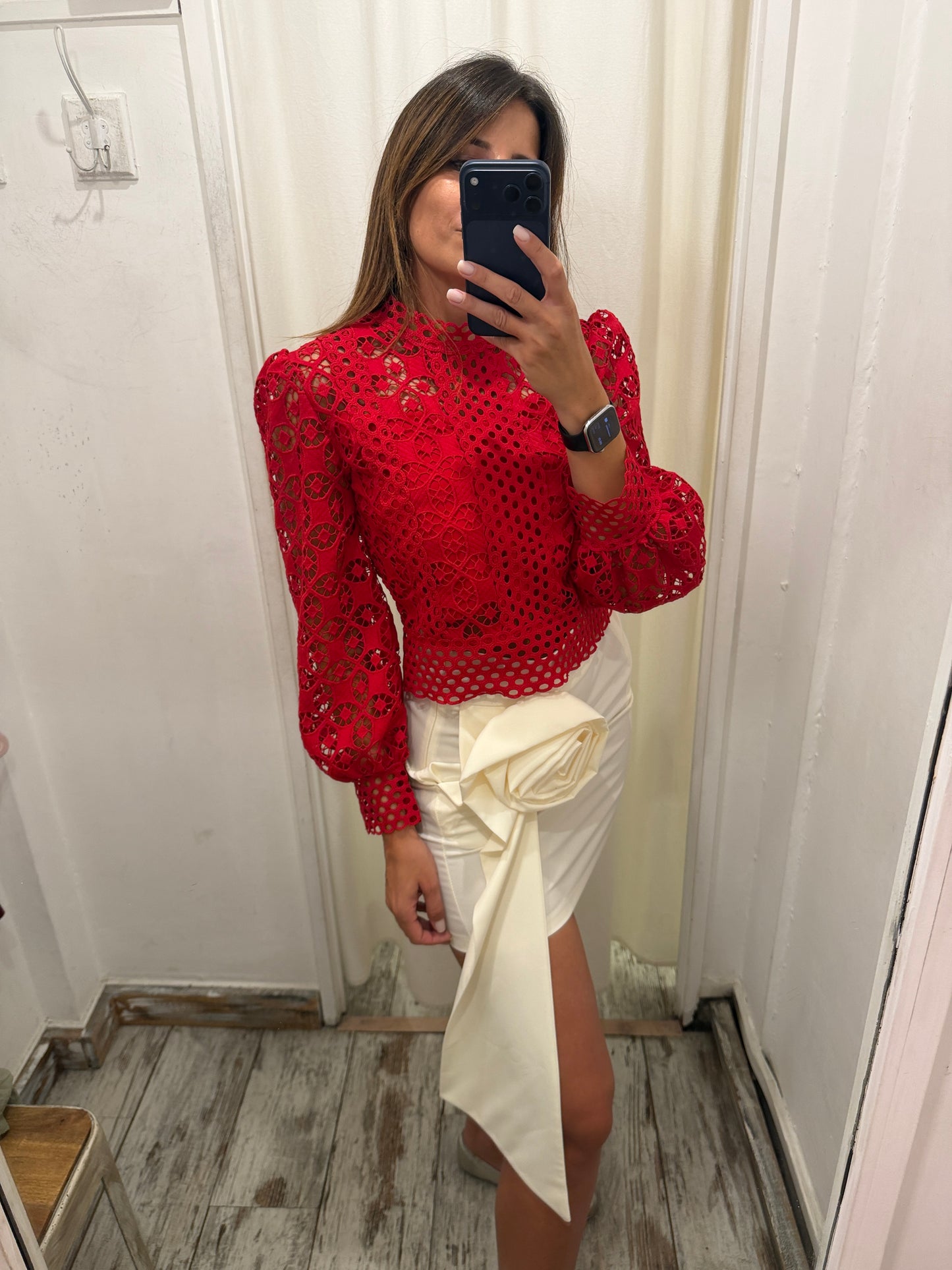 BLUSA MACRAMÈ ROSSA