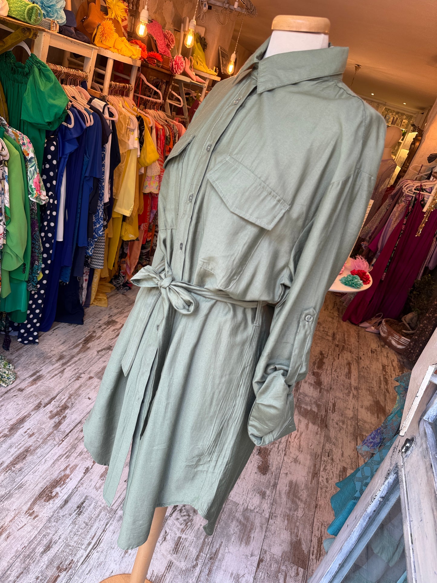 ABITO CHEMISIER MIDI VERDE MILITARE