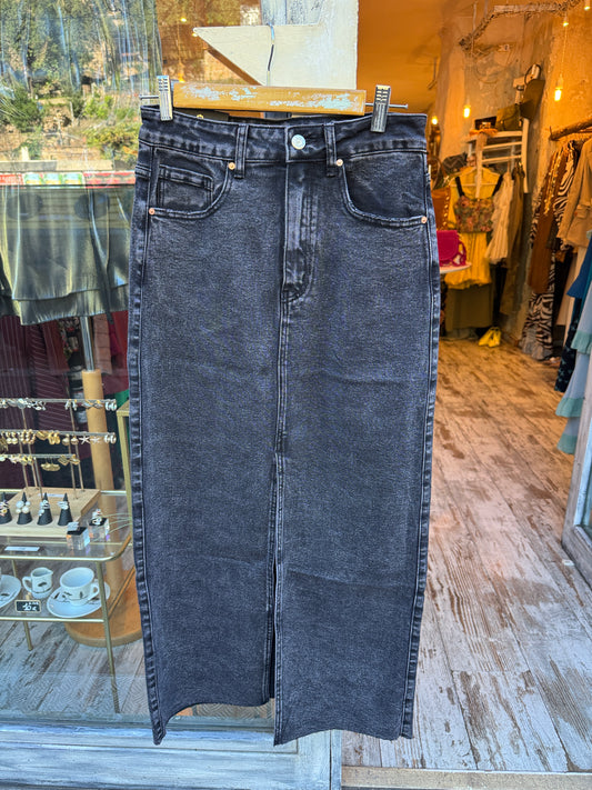 GONNA LONGUETTE DENIM GRIGIO SCURO