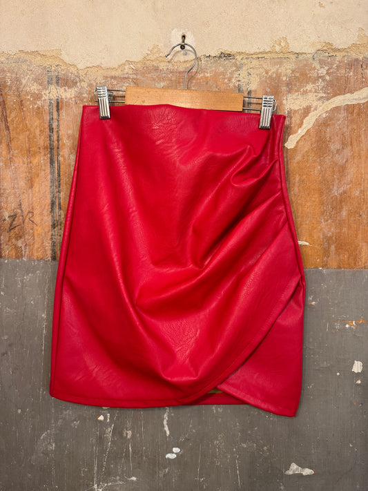 GONNA ECOPELLE ROSSO DRAPPREGGIATA