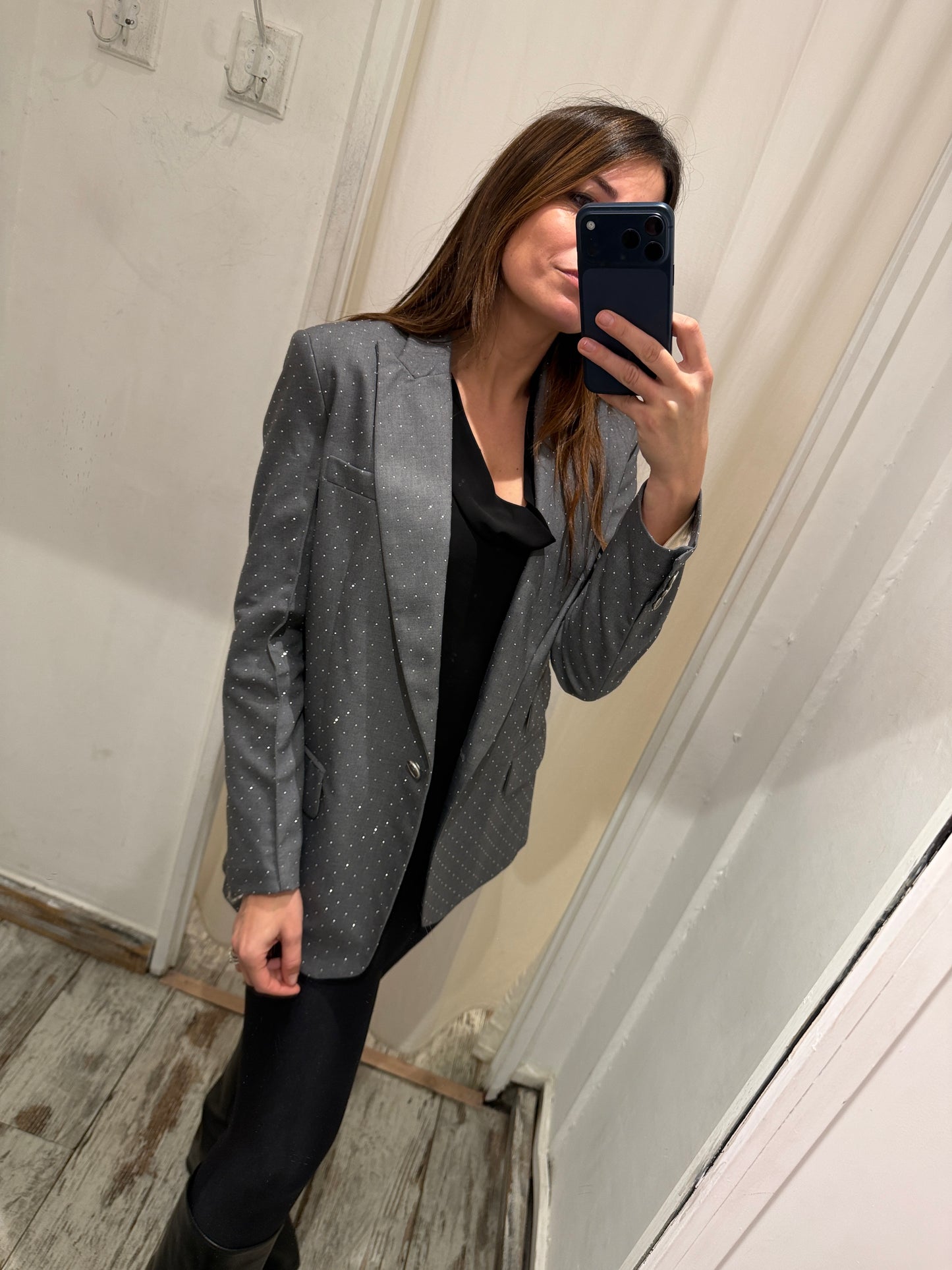 NEW COLLECTION - BLAZER SIMONA CORSELLINI GRIGIO CON STRASS