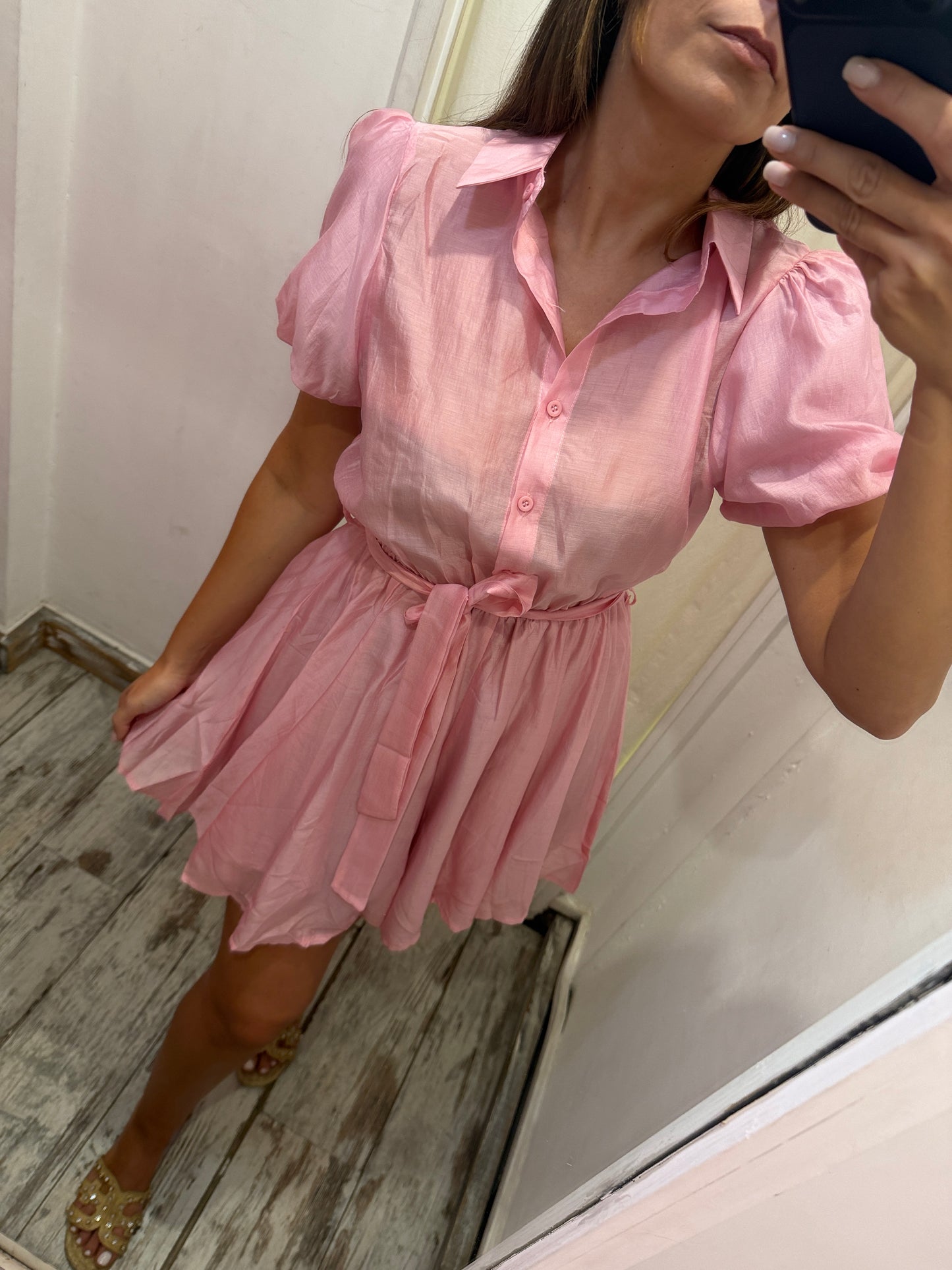 ABITO A RUOTA ROSA MANICHE PALLONCINO