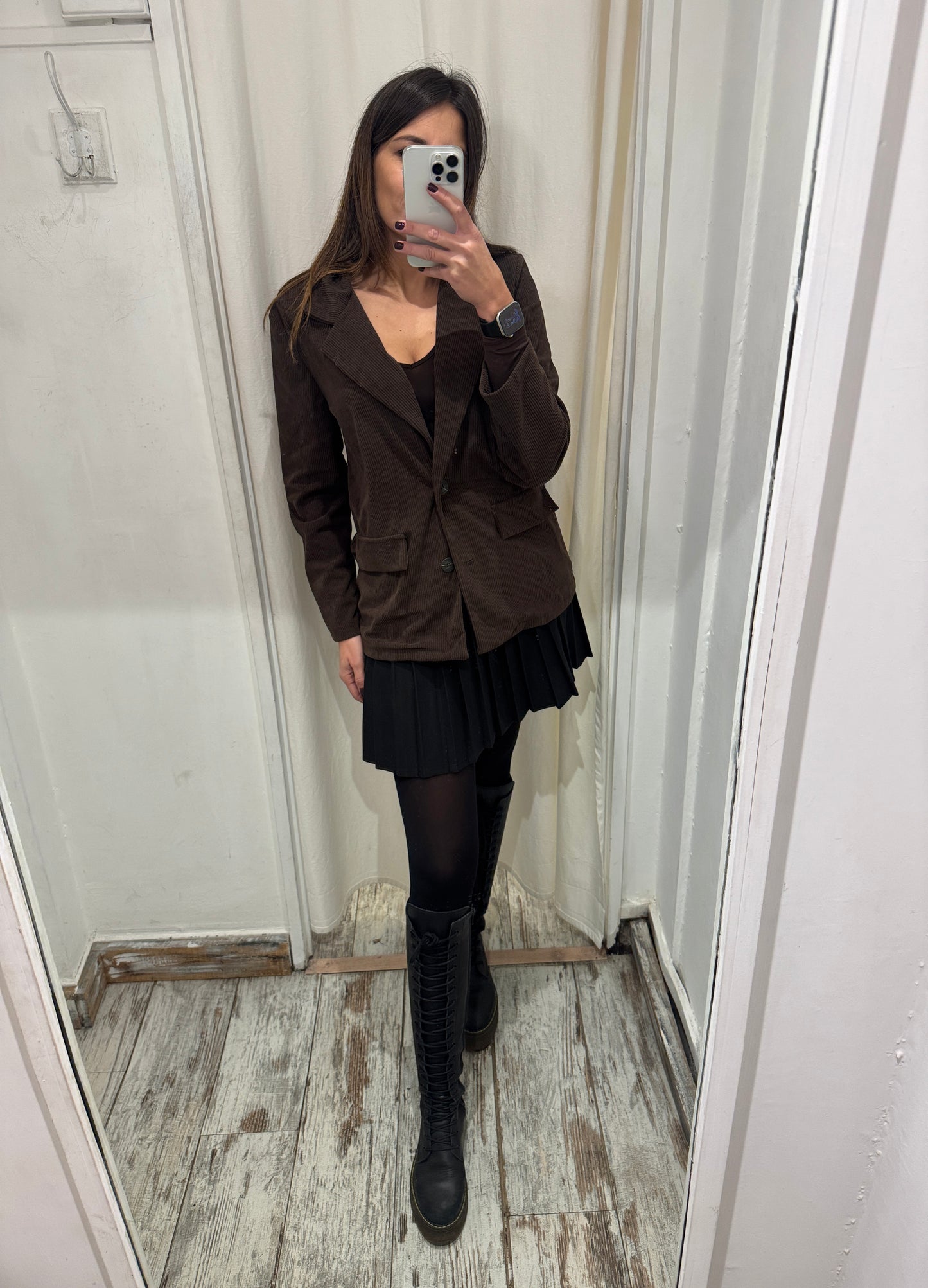 BLAZER VELLUTO COSTINE MARRONE