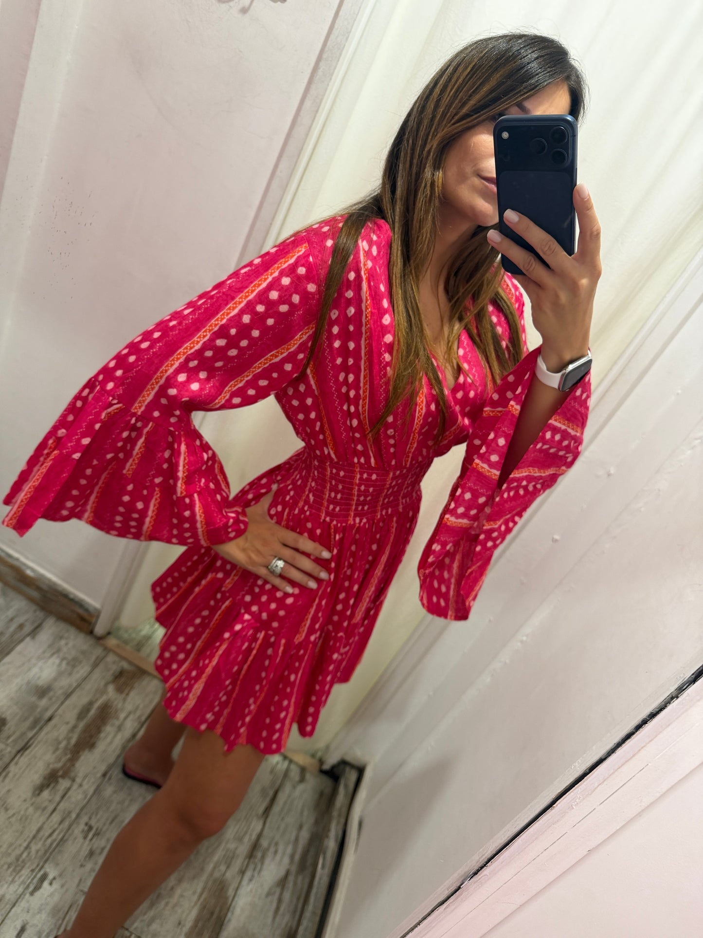 ABITO IN COTONE FUCSIA