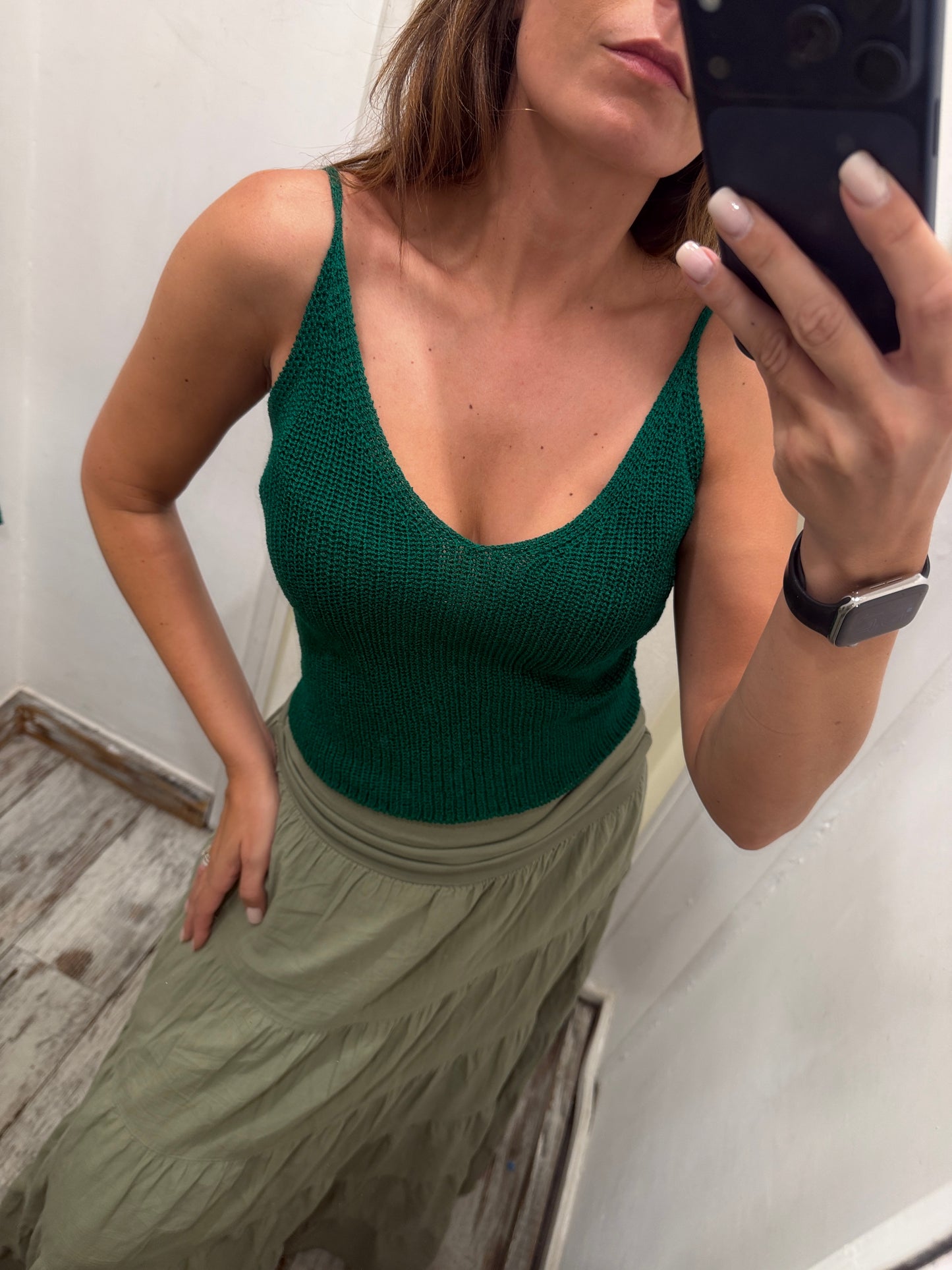 TOP CROP MAGLIA VERDE