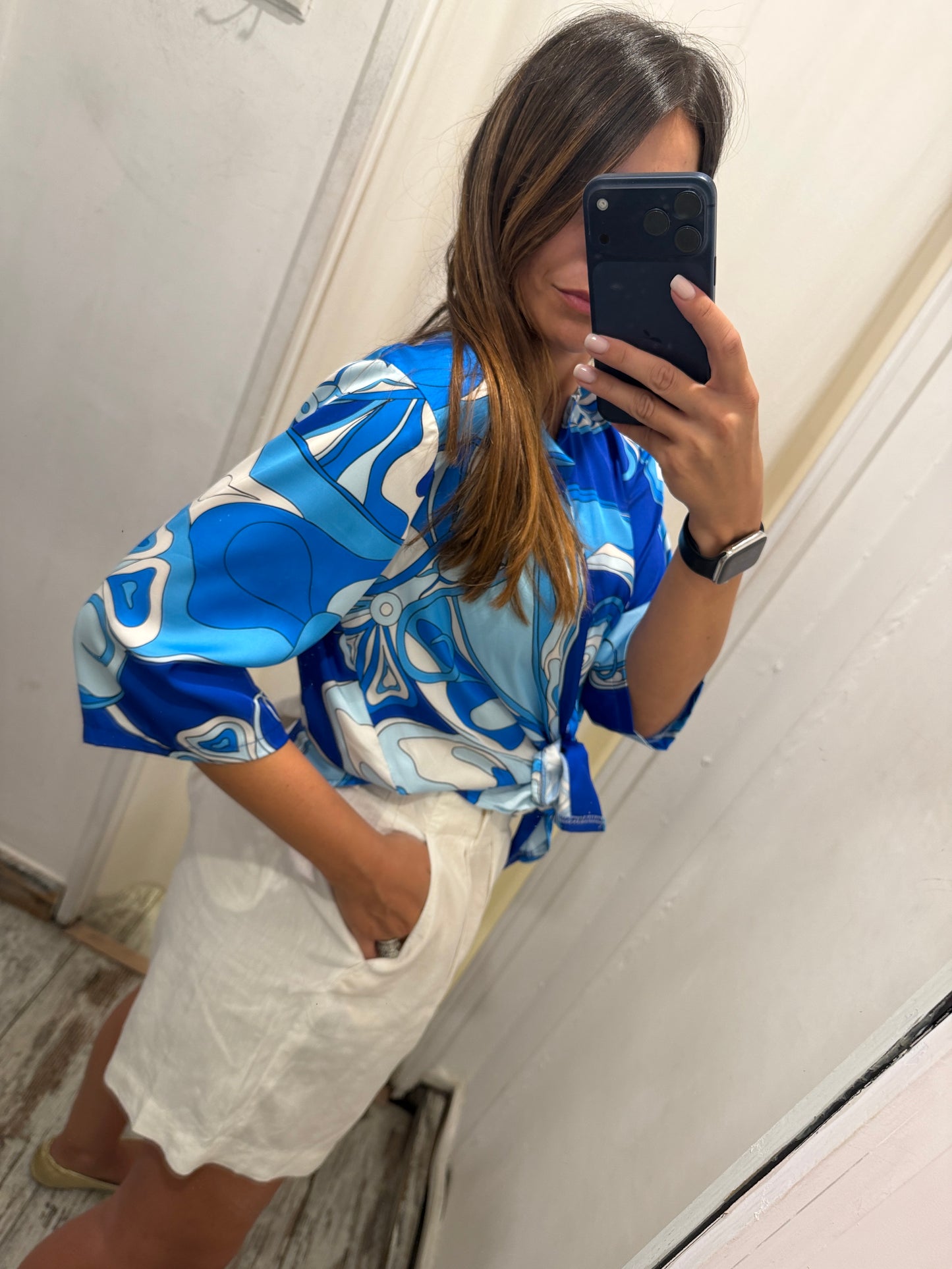 CAMICIA SATIN FANTASIA AZZURRO ‘pucci’