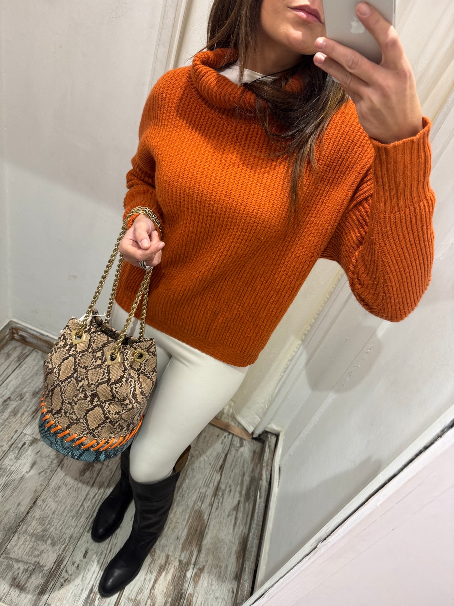 MAGLIA INCONTRO 7 ARANCIO LANA E CASHMERE