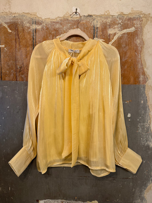 NEW COLLECTION - BLUSA GIALLA SATIN CON FIOCCO
