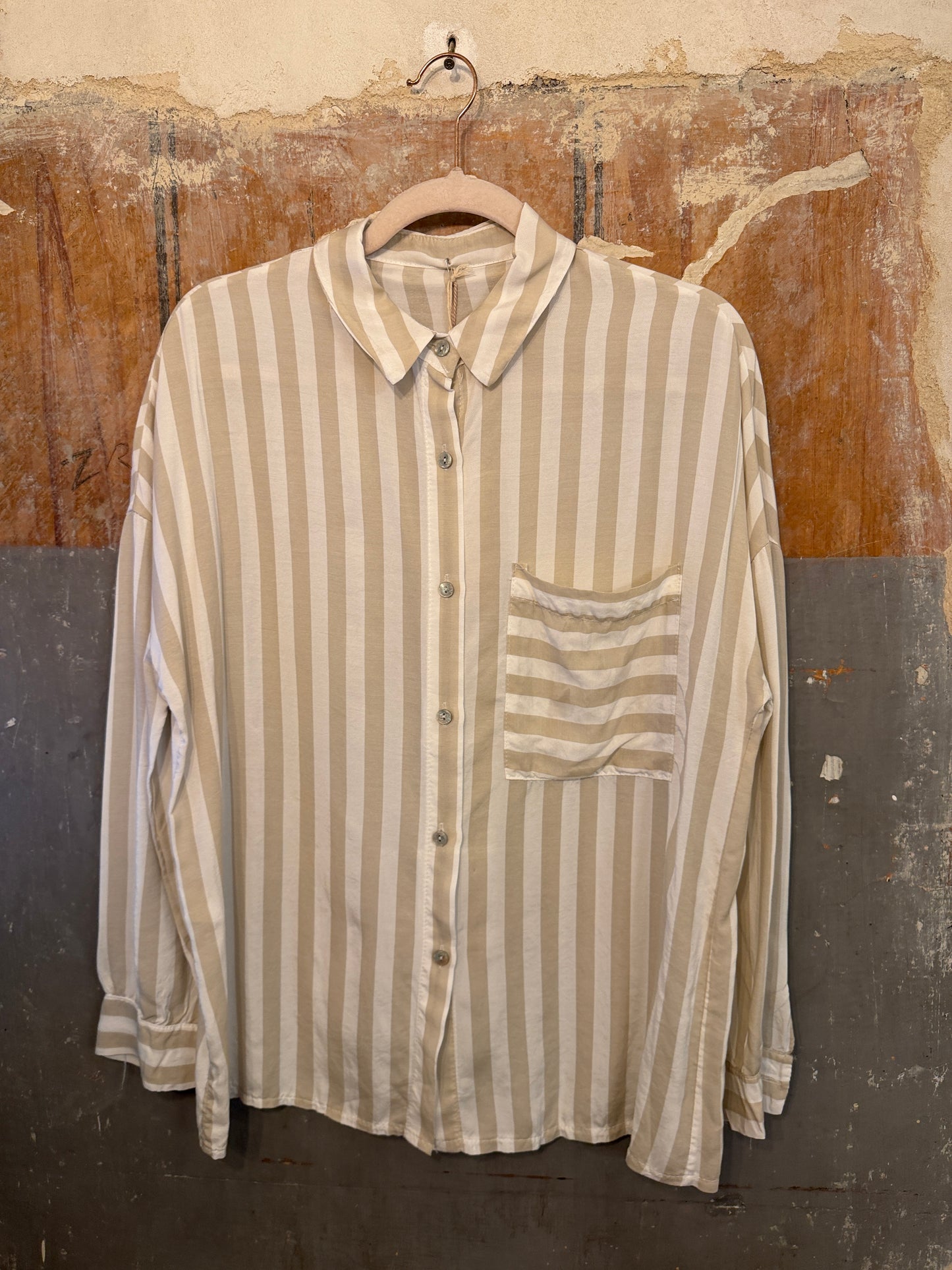 NEW COLLECTION - CAMICIA RIGHE BIANCO E BEIGE